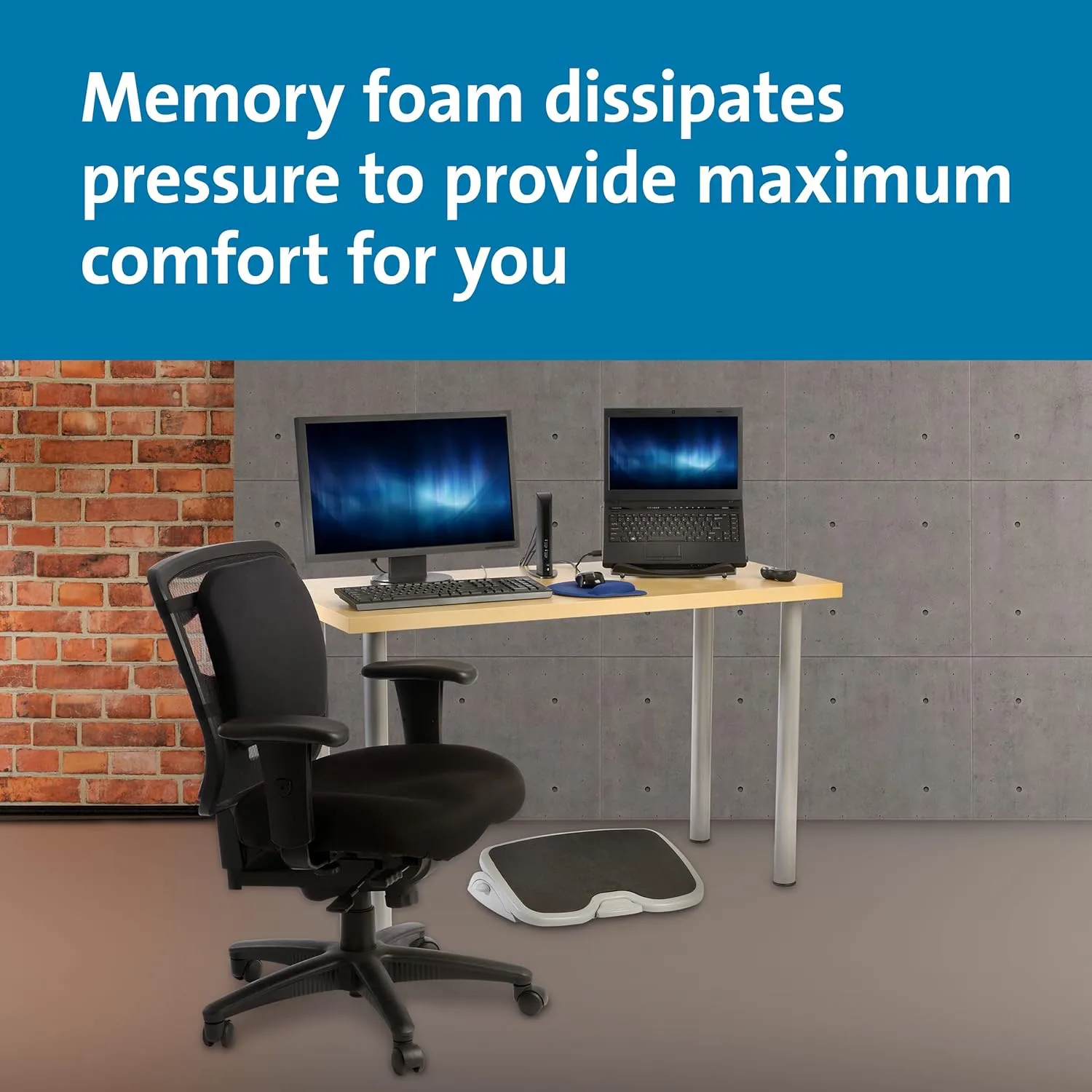 Kensington Memory Foam Backrest, 16 X 12 X 16, Black