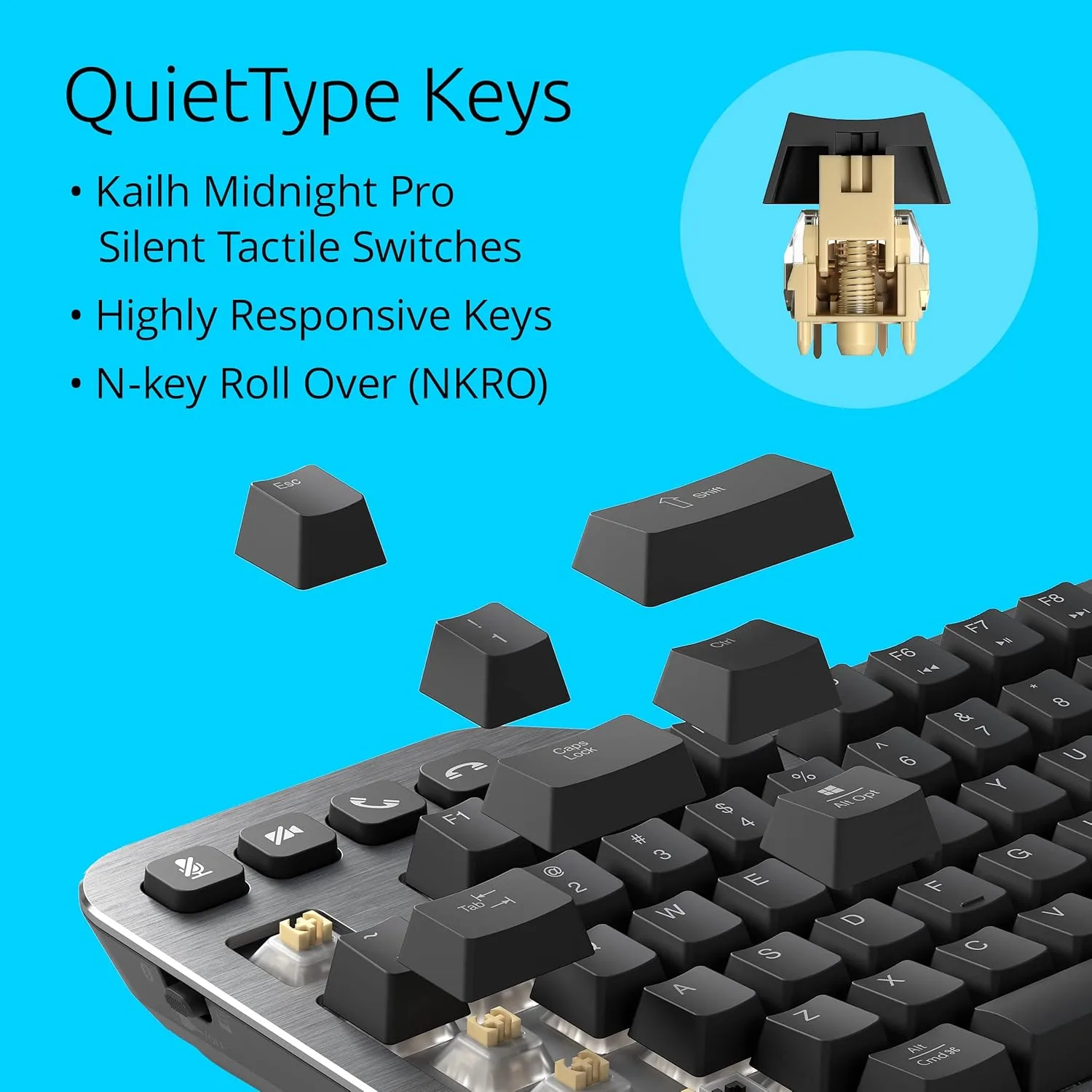 Kensington MK7500F Silent Mechanical Keyboard - Full Size, Wireless, Backlit, Rechargeable