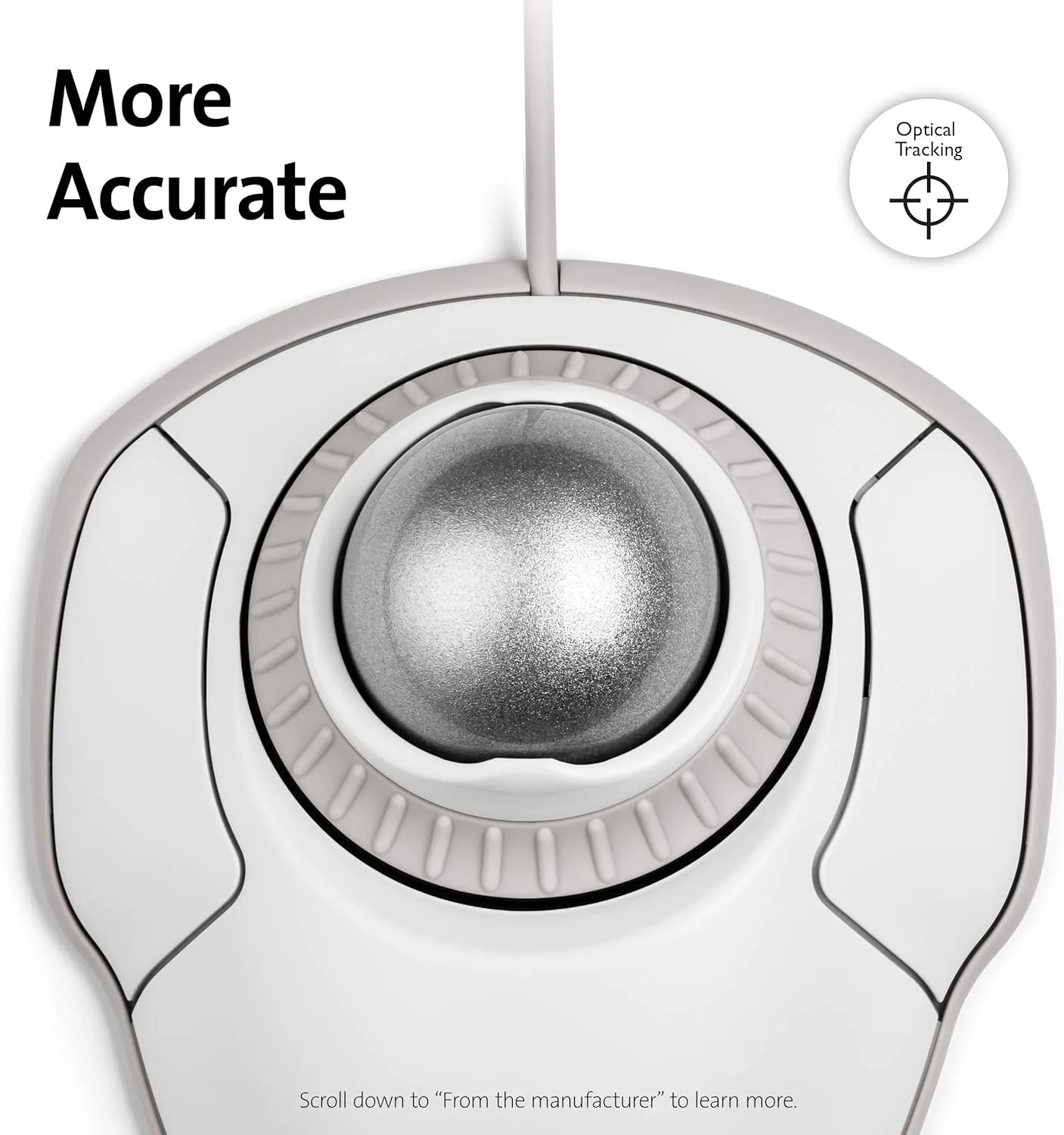 Kensington Orbit Trackball Mouse with Scroll Ring (White) (K72500WW) White-Grey wired usb