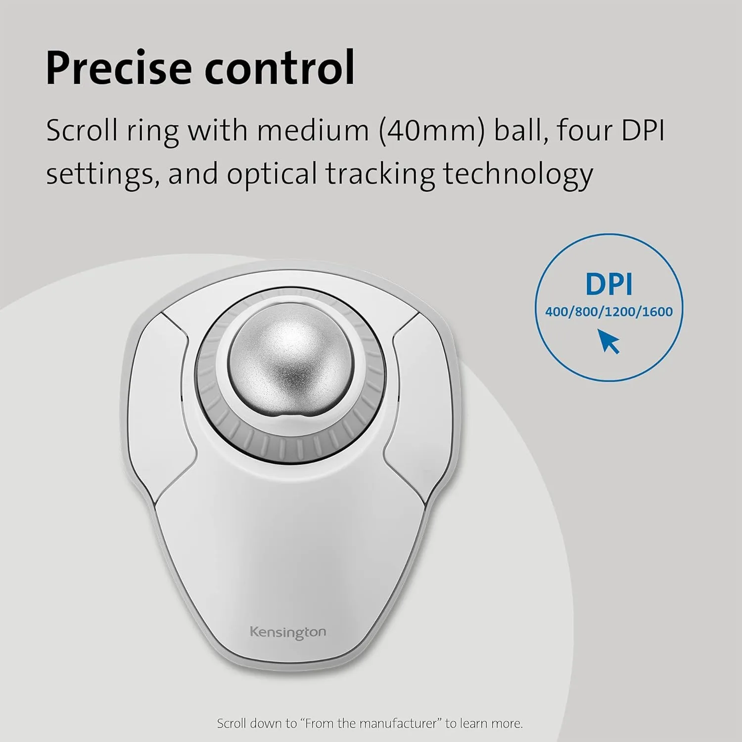 KENSINGTON Orbit Wireless Trackball with Scroll Ring