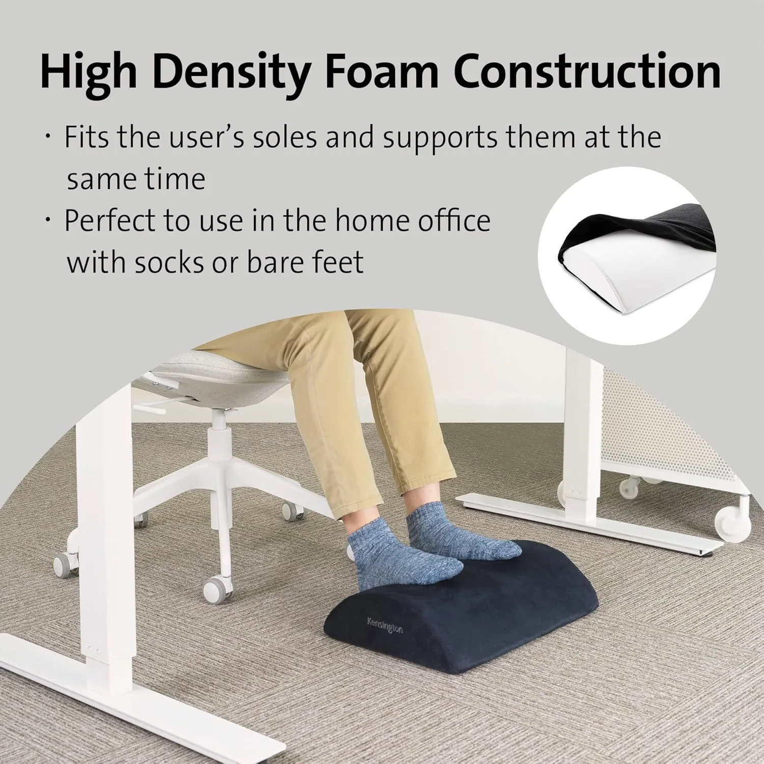Kensington Premium Comfort Soft Footrest for Under Desk, Ultra Soft High Density Foam with Non-Skid Base (K56100WW)