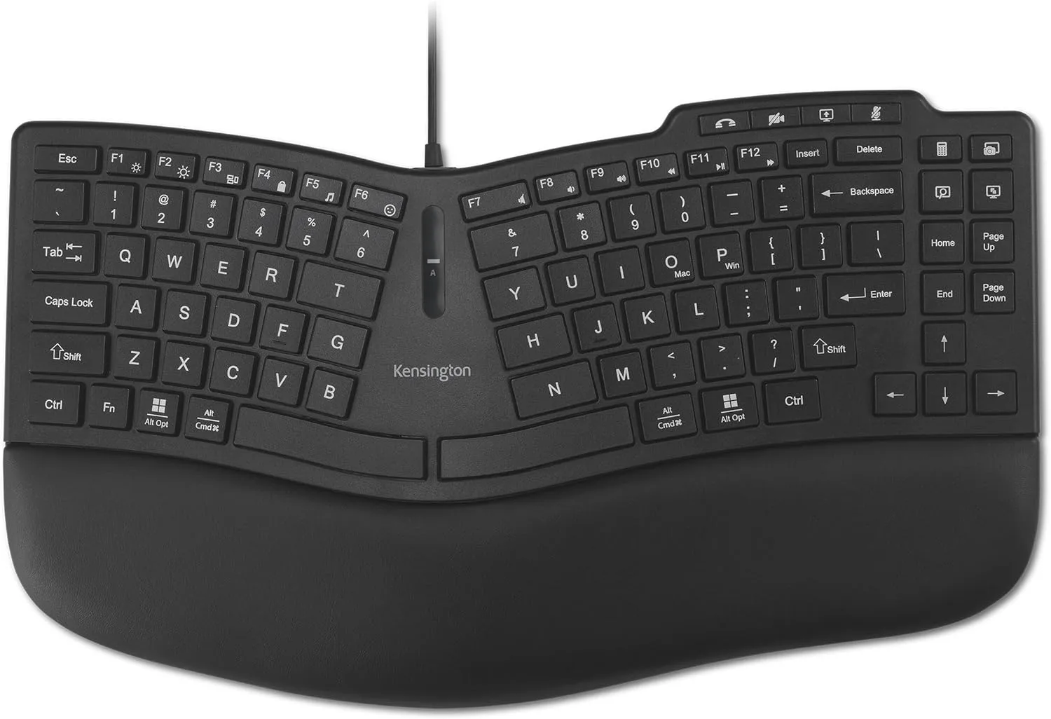 Kensington Pro Fit Ergo KB675 EQ TKL Wired Keyboard, USB-A Connection, Ergonomic Curved Design, Programmable Keys (K75497NA)