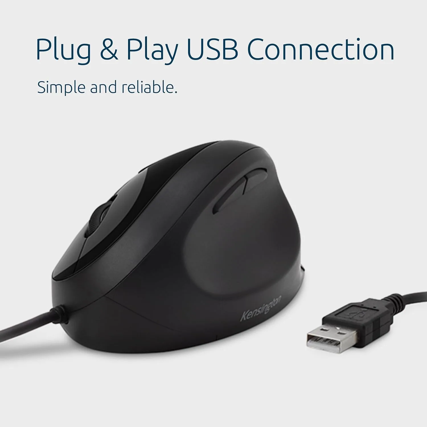 Kensington Pro Fit Ergo Wired Mouse - Cable - Black - USB - 3200 dpi - 5 Button(s)