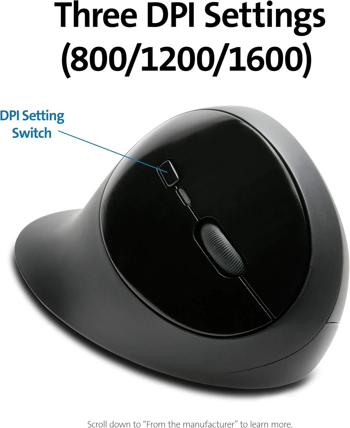 Kensington Pro Fit Ergonomic Wireless Mouse - Black (K75404WW), 8"x6"x4"
