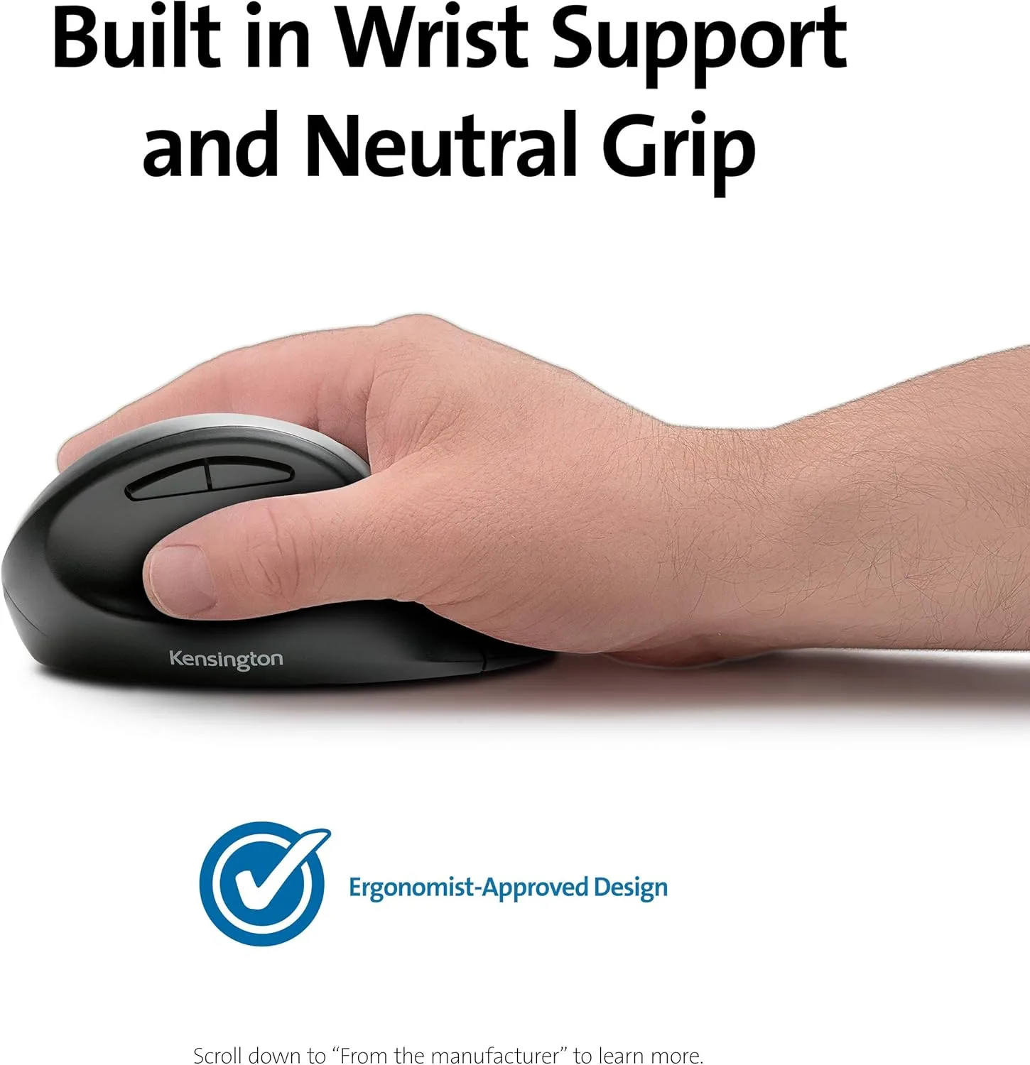 Kensington Pro Fit Ergonomic Wireless Mouse - Black (K75404WW), 8"x6"x4"