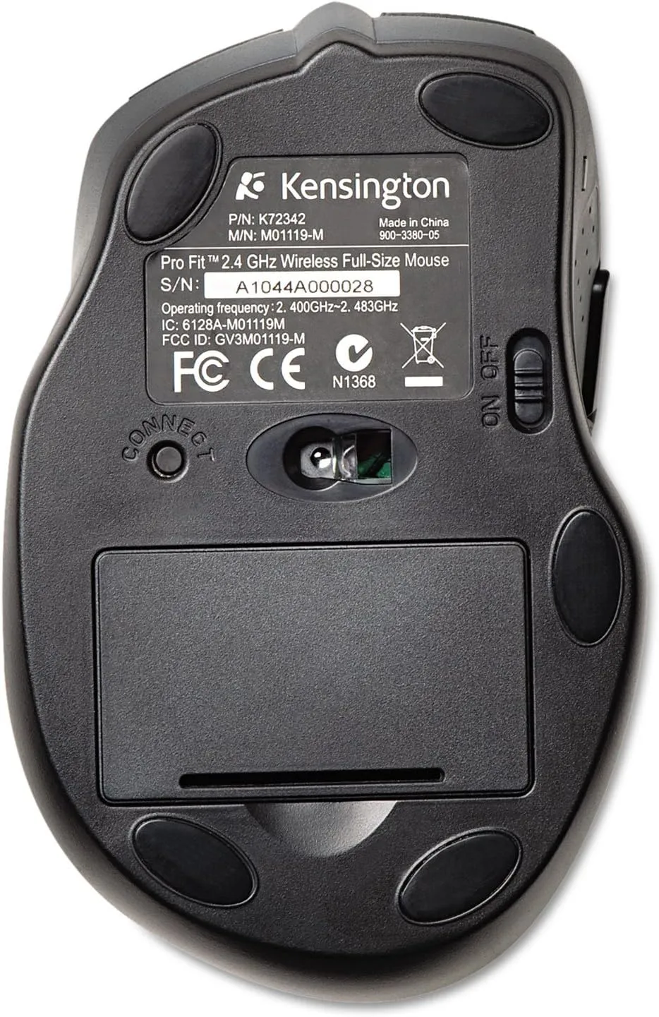 Kensington Pro Fit Full-Size Wireless Mouse (K72370US),Black/Silver