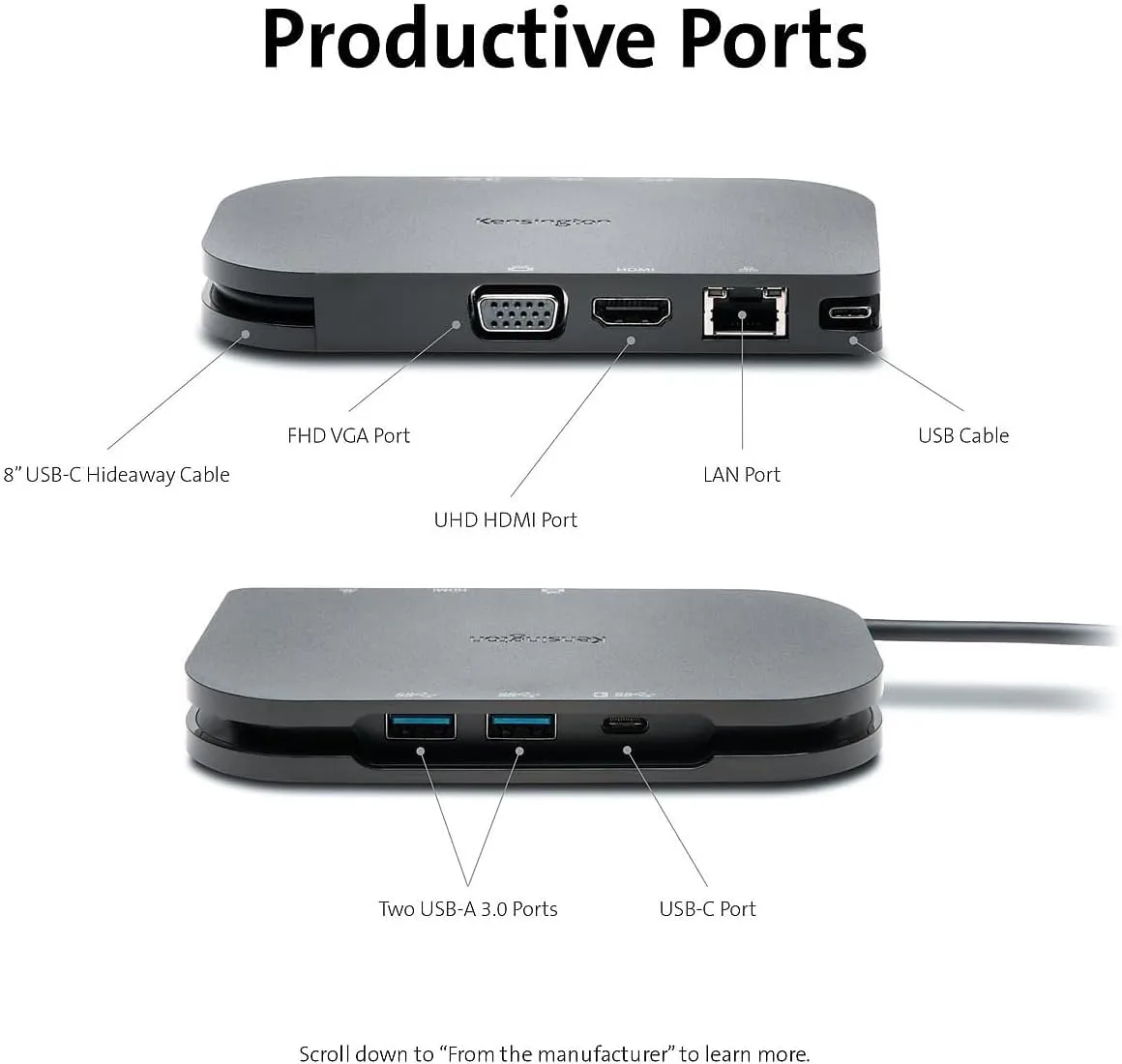 Kensington SD1610P Surface Dock for Microsoft Surface Pro 11, 10, 9, 8, 7 & 7+, Surface Pro X, Surface Go