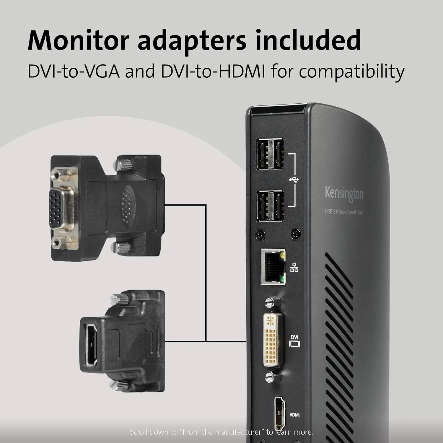 Kensington USB 3.0 Dual Display Docking Station for MacBooks, Windows and Surface (K33972US) USB-A Dual Monitor Dual Display