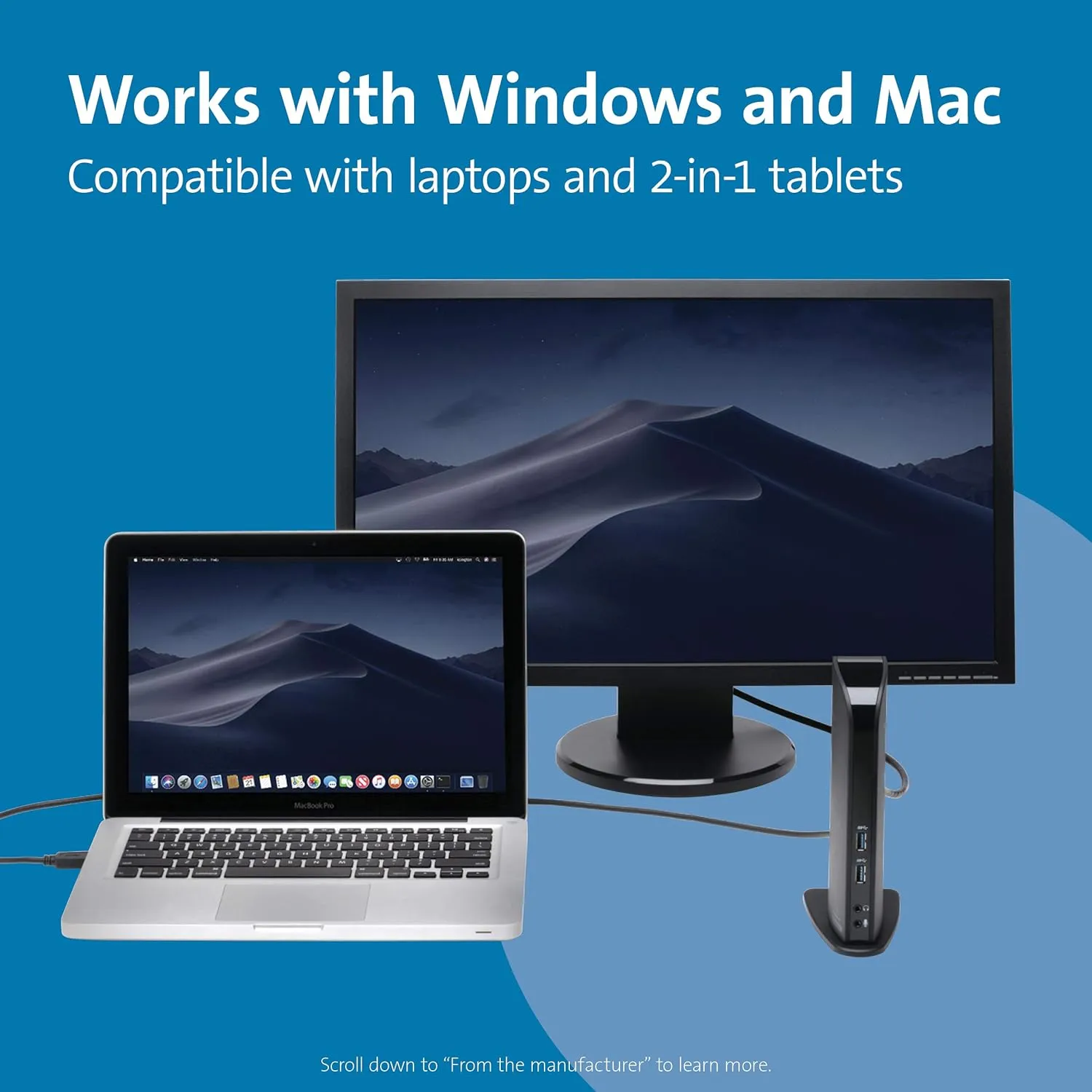 Kensington USB 3.0 Dual Display Docking Station for MacBooks, Windows and Surface (K33972US) USB-A Dual Monitor Dual Display