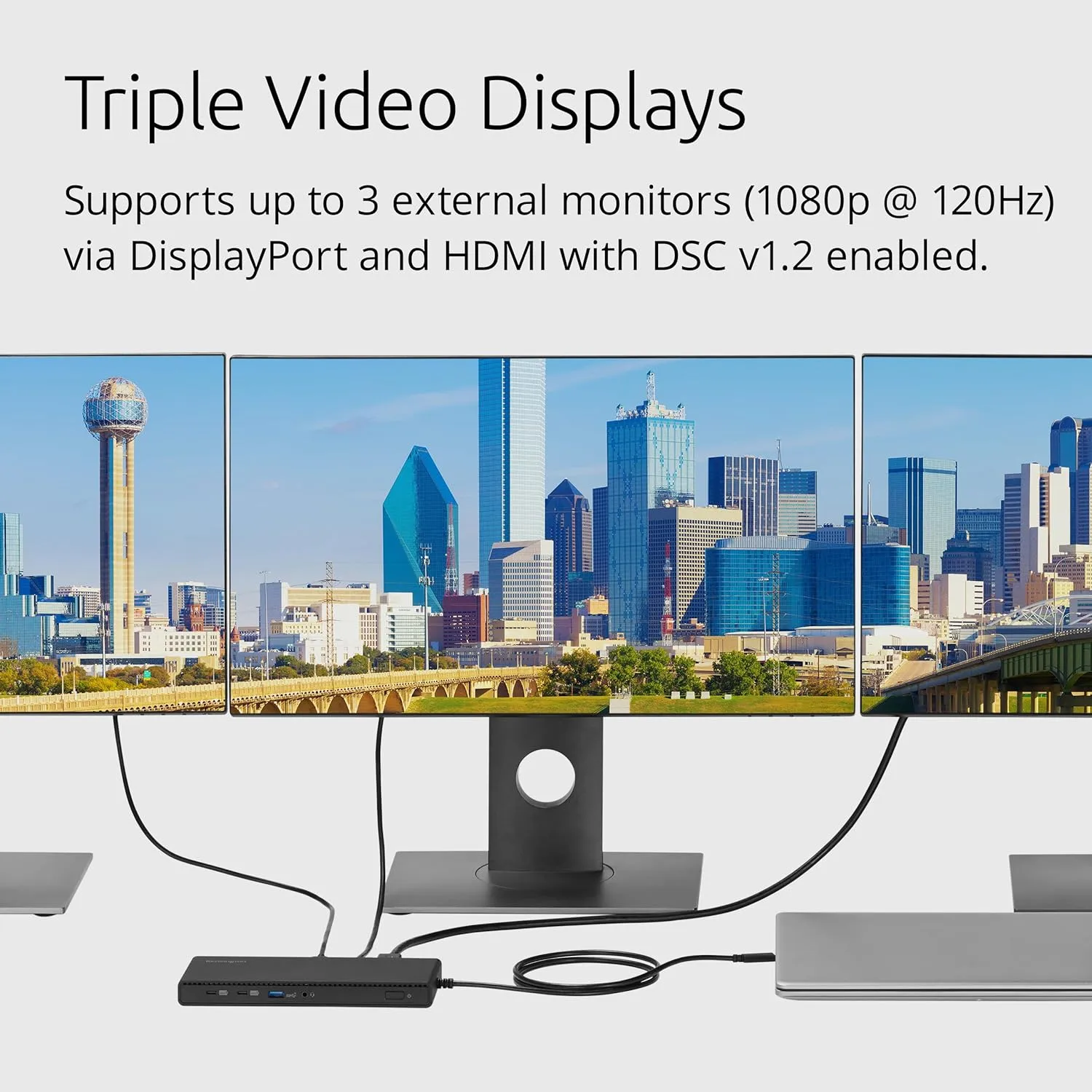 Kensington SD4842P EQ 12-in-1 USB-C Triple Monitor Docking Station vis 2X HDMI & 1x DisplayPort, 100W PD, Ethernet, Audio Jack, Security Lock Slots, for Windows and USB-C Alt-Mode Laptops (K32810NA)