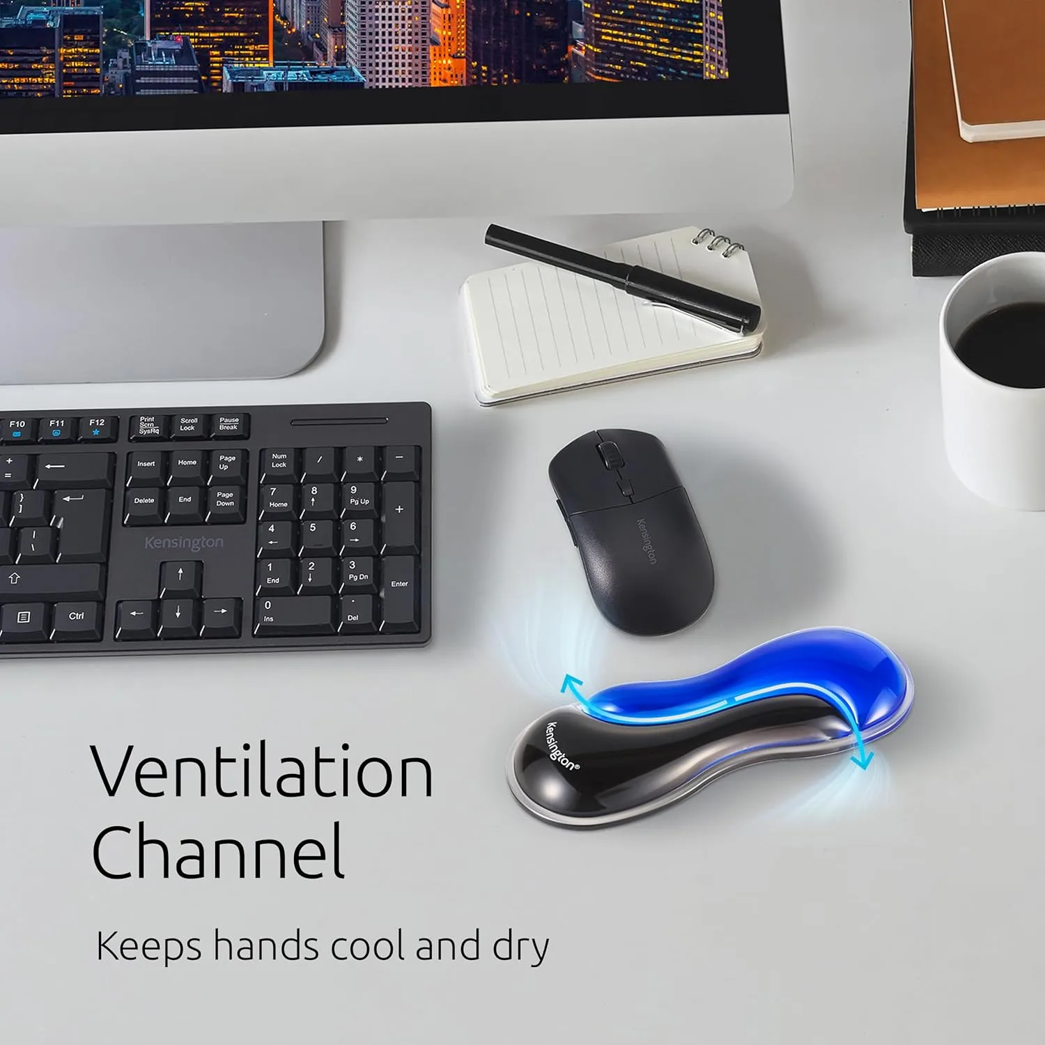 Kensington Slim Duo Gel Wrist Rest for Low-Profile Keyboards, Mice & Trackballs