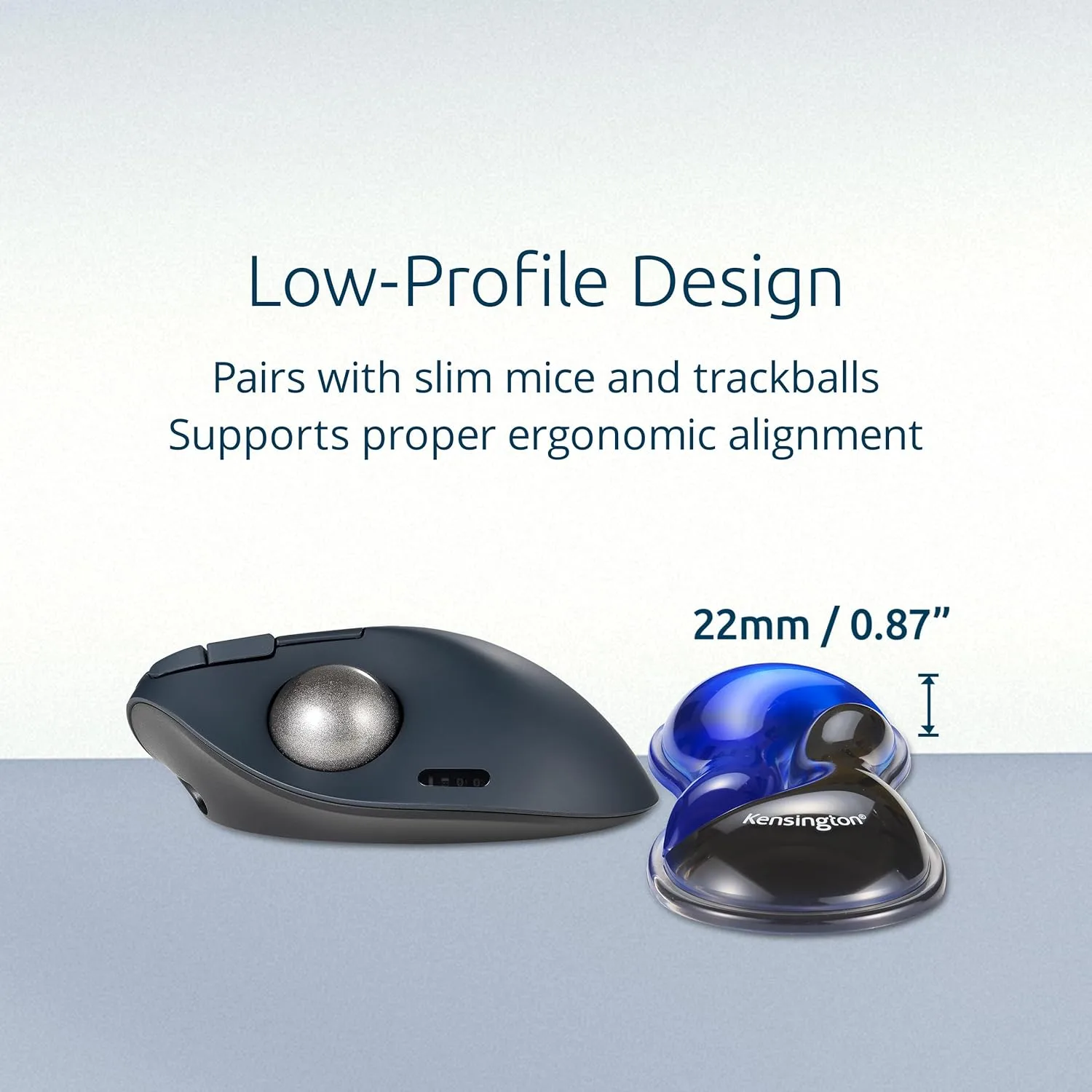 Kensington Slim Duo Gel Wrist Rest for Low-Profile Keyboards, Mice & Trackballs