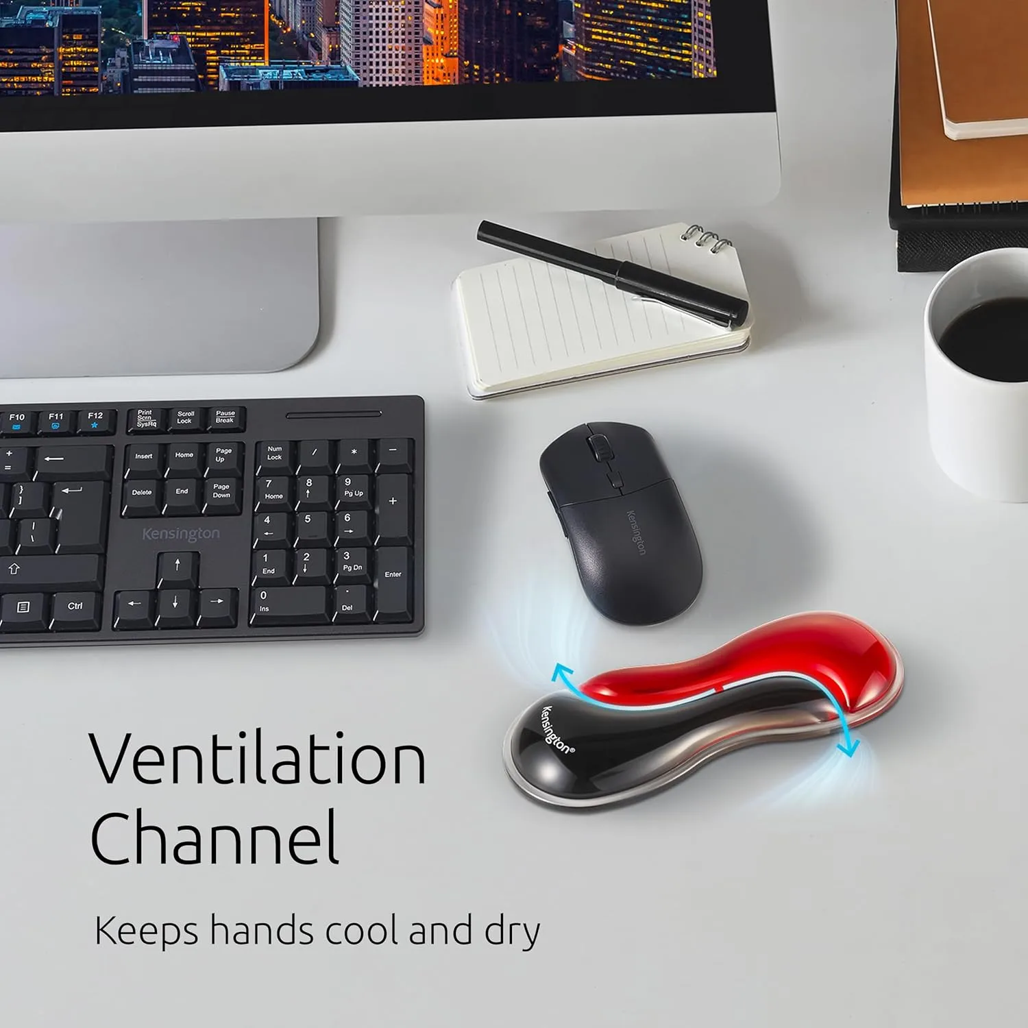Kensington Slim Duo Gel Wrist Rest for Low-Profile Keyboards, Mice & Trackballs