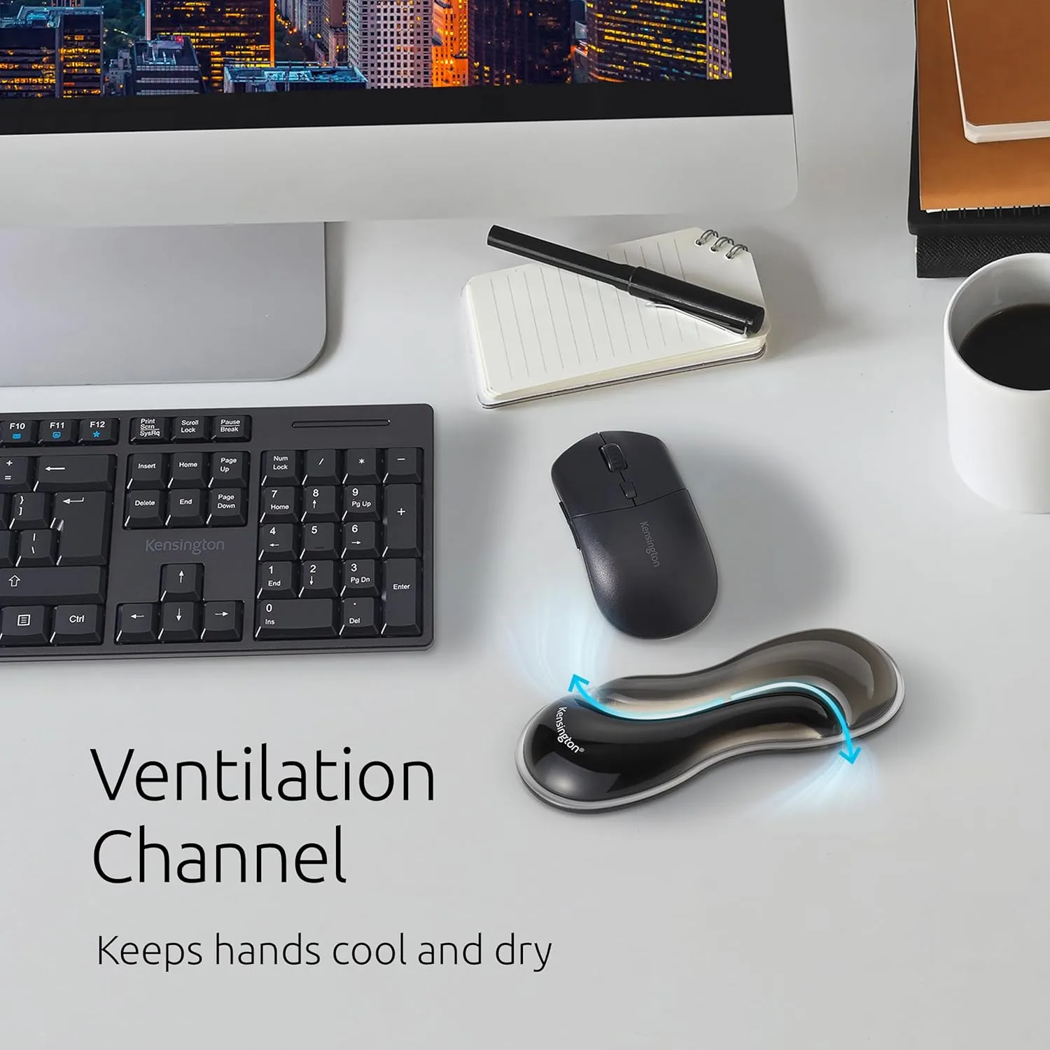 Kensington Slim Duo Gel Wrist Rest for Low-Profile Keyboards, Mice & Trackballs