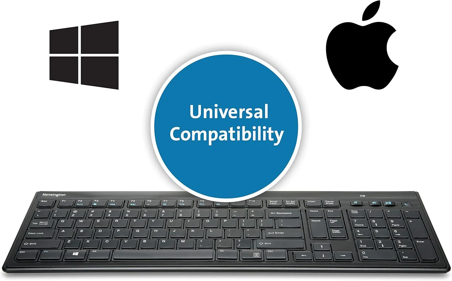 Kensington Slim Type Wireless Quiet Keyboard (K72344US), Black
