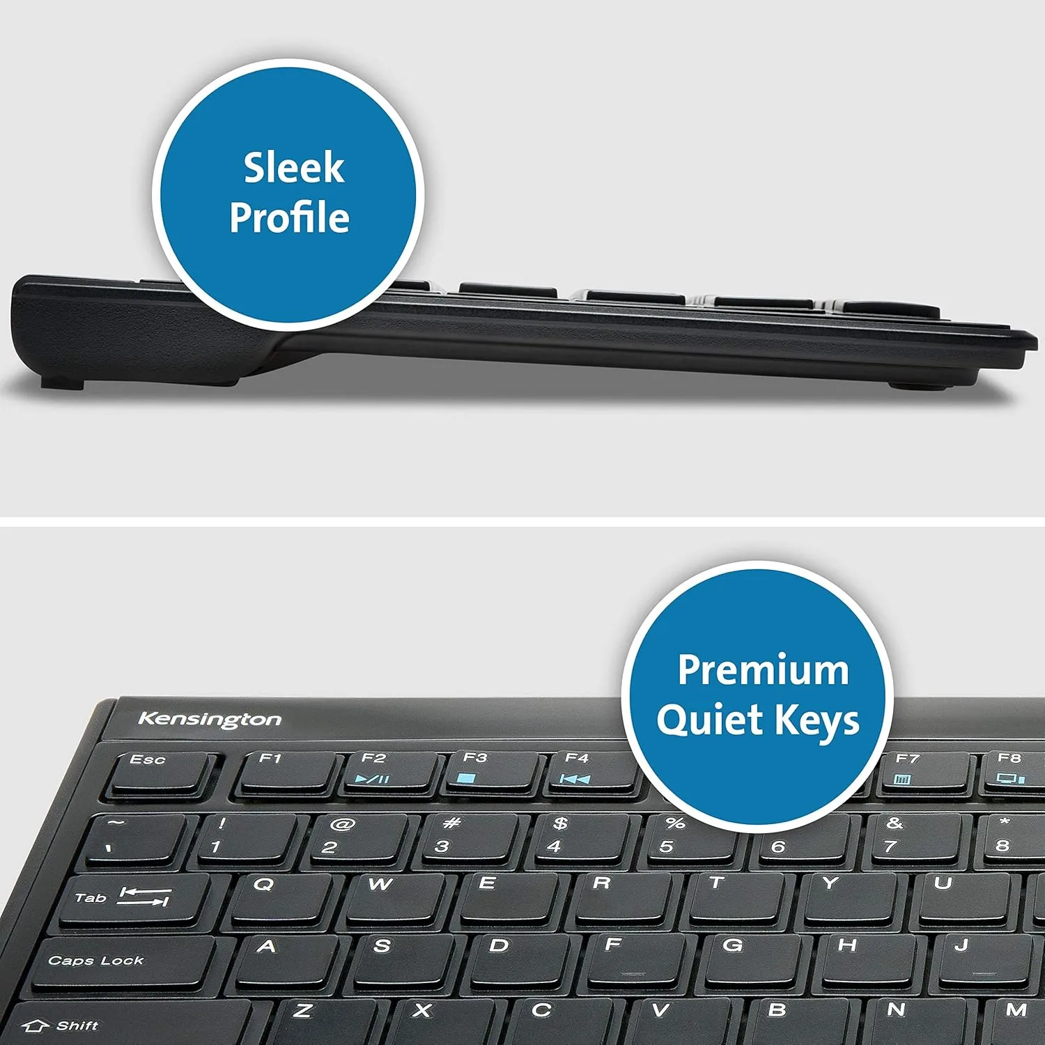 Kensington Slim Type Wireless Quiet Keyboard (K72344US), Black