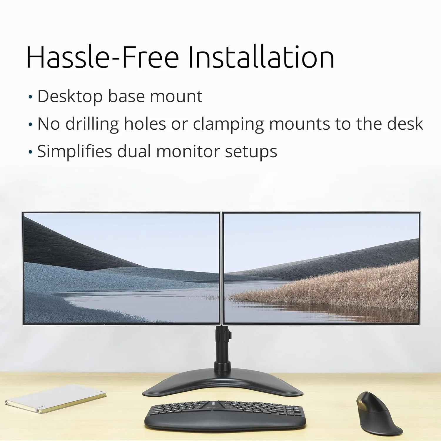 Kensington SmartFit Ergo Freestanding Dual Monitor Stand for 2 Screens Up To 27 Inch 22lbs, Quick-release Handle