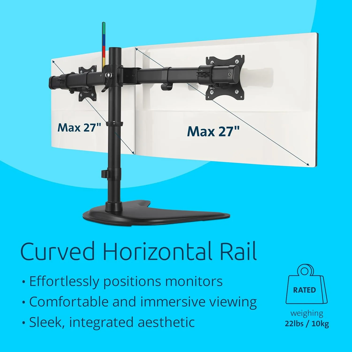 Kensington SmartFit Ergo Freestanding Dual Monitor Stand for 2 Screens Up To 27 Inch 22lbs, Quick-release Handle