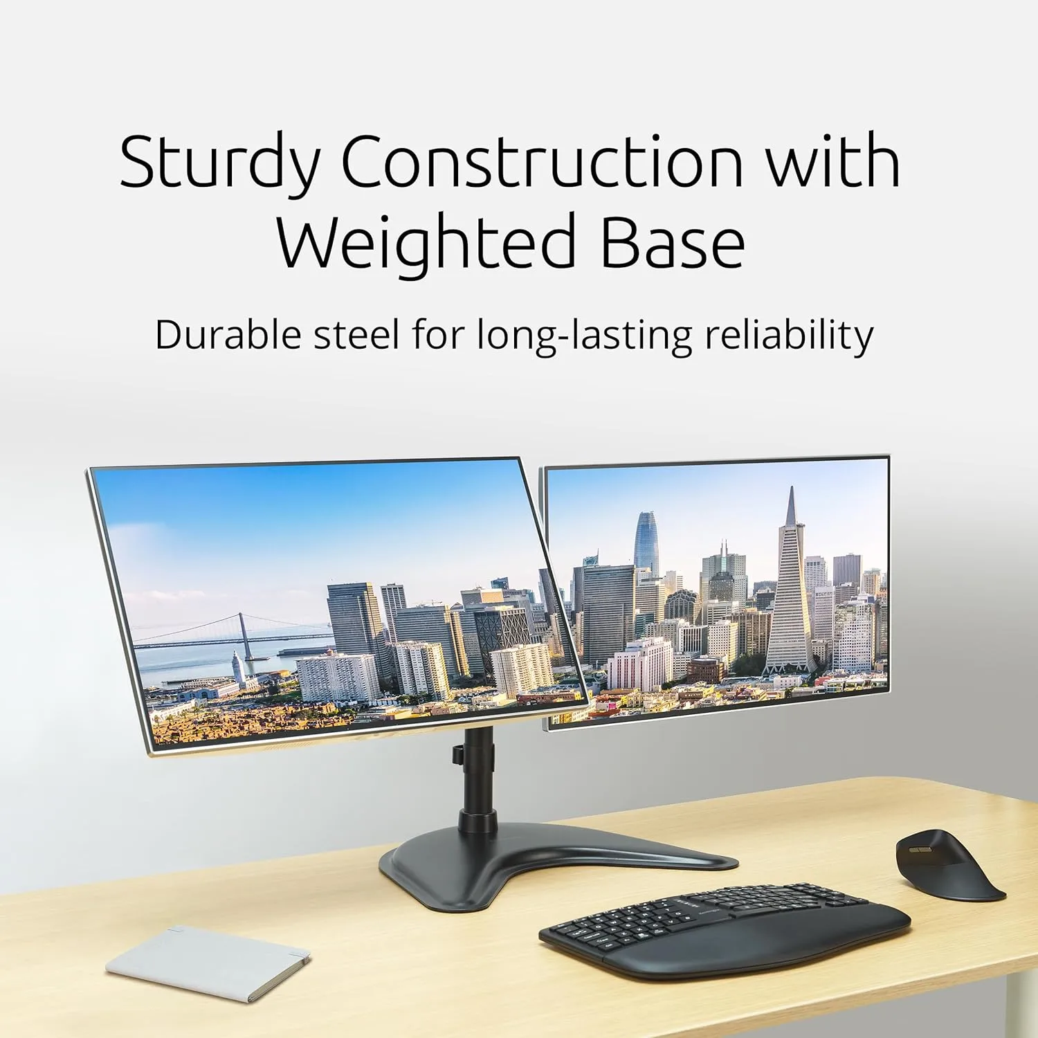 Kensington SmartFit Ergo Freestanding Dual Monitor Stand for 2 Screens Up To 27 Inch 22lbs, Quick-release Handle