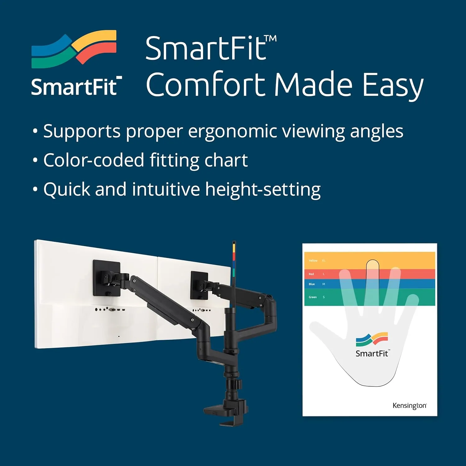 Kensington SmartFit Premium Heavy Duty Dual Monitor Arm with Laptop Tray