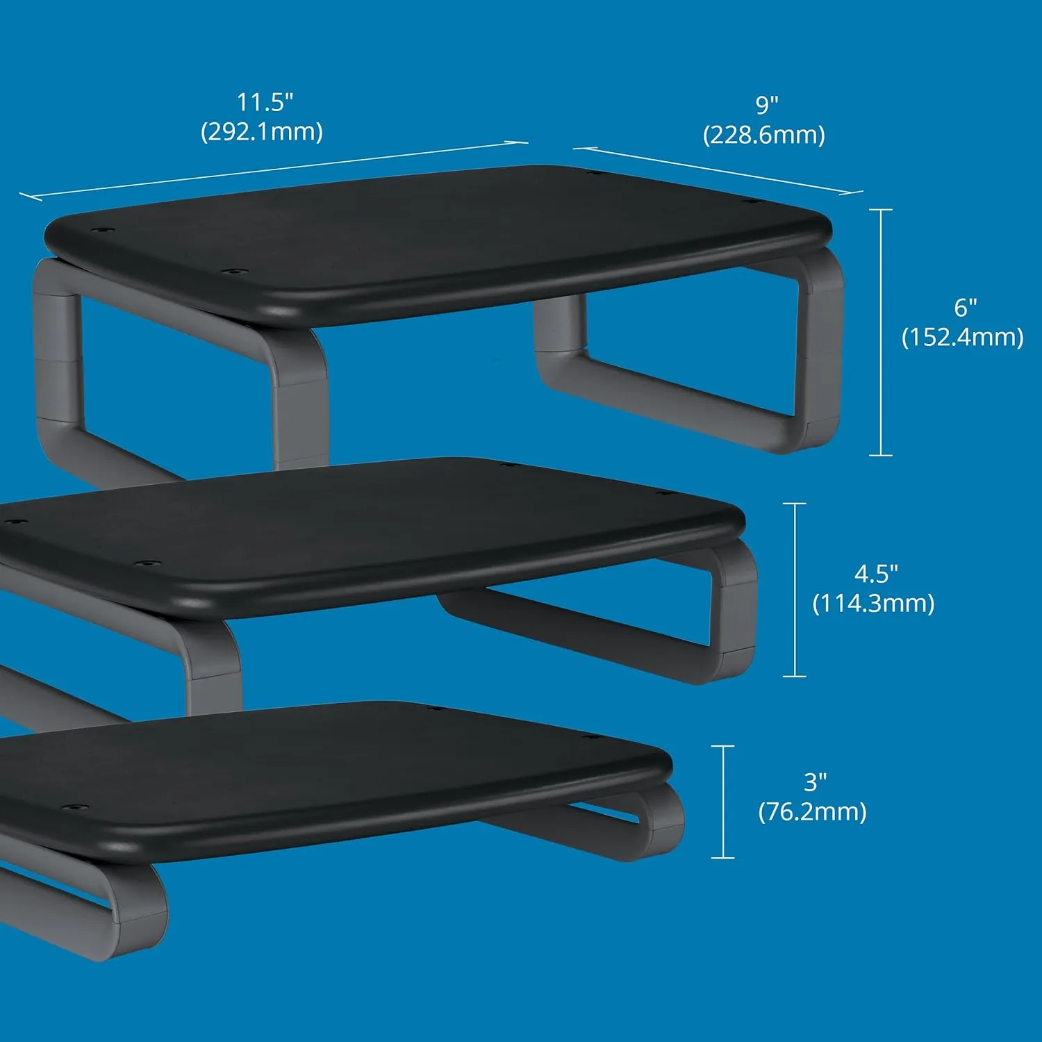 Kensington SmartFit Monitor Stand Plus for up to 24” Screens - Black (K52786WW) 12.7" x 16.2" x 2.2"