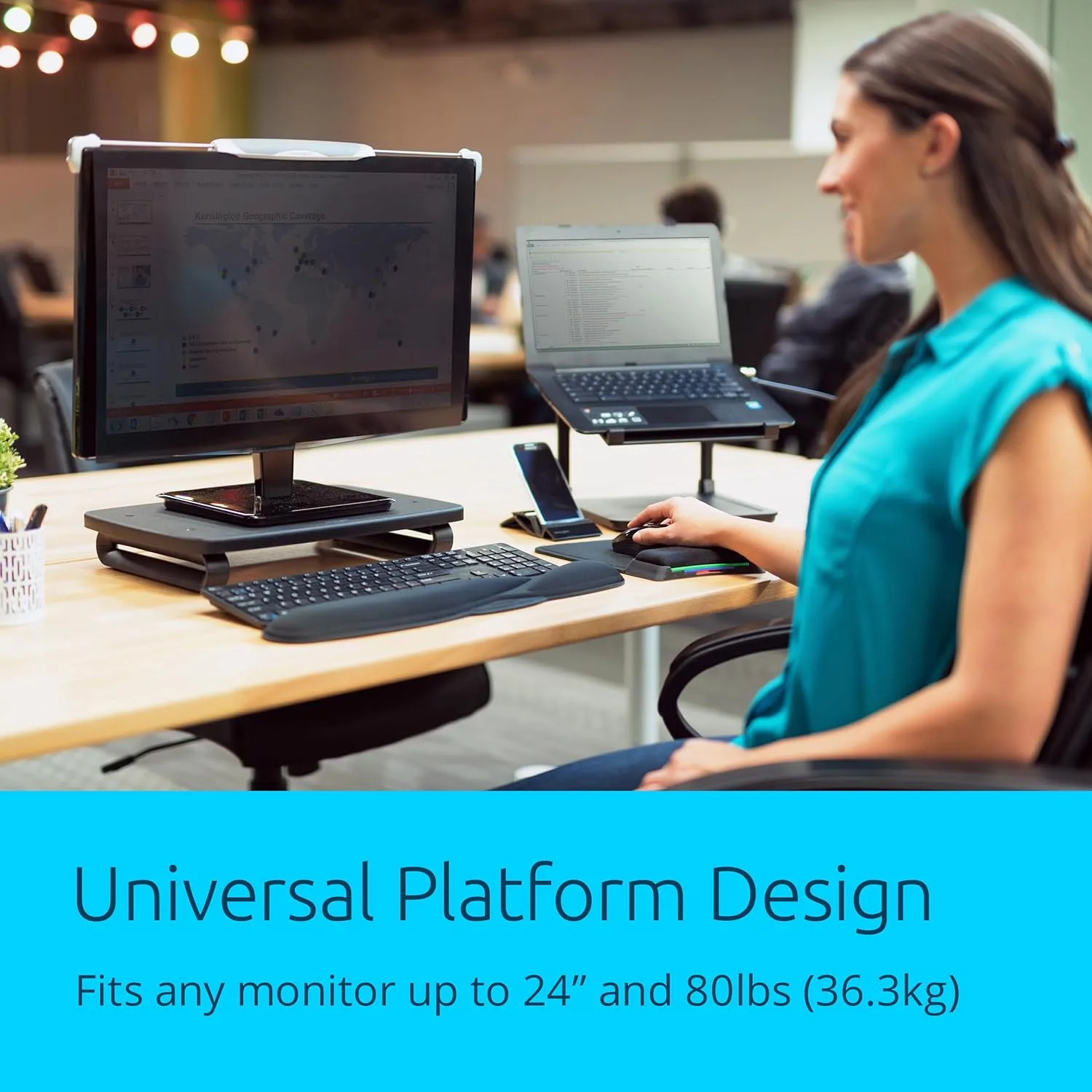 Kensington SmartFit Monitor Stand Plus for up to 24” Screens - Black (K52786WW) 12.7" x 16.2" x 2.2"