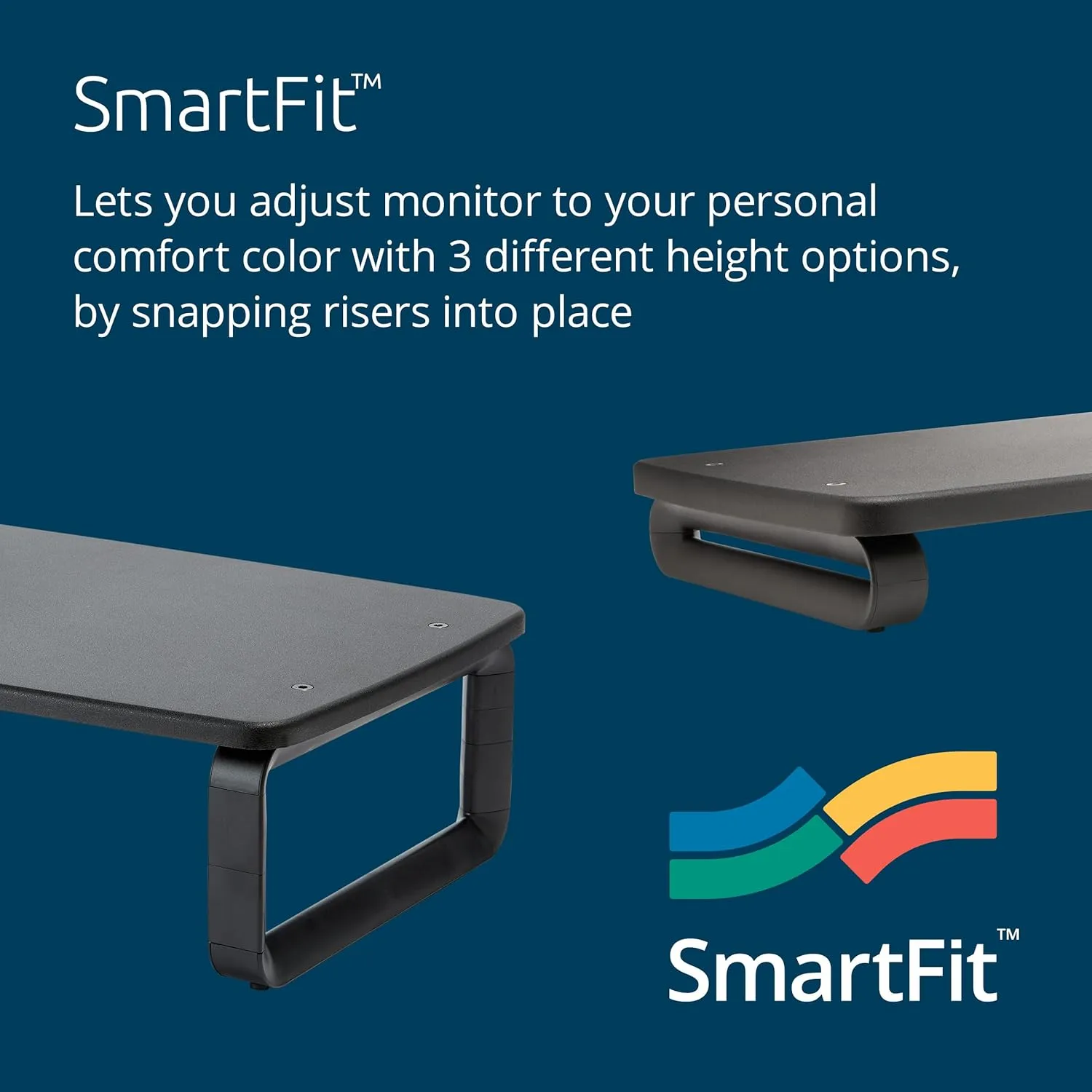 Kensington SmartFit Monitor Stand Plus for up to 24” Screens - Black (K52786WW) 12.7" x 16.2" x 2.2"