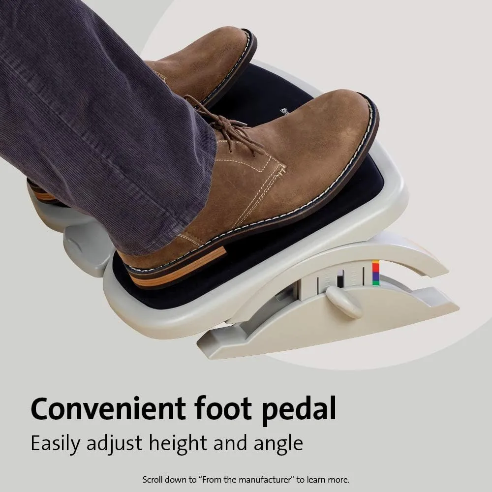 Kensington Foot Rest For Under Desk At Work, Smartfit Comfort Memory Foam Angle and Height Adjustable Footrest