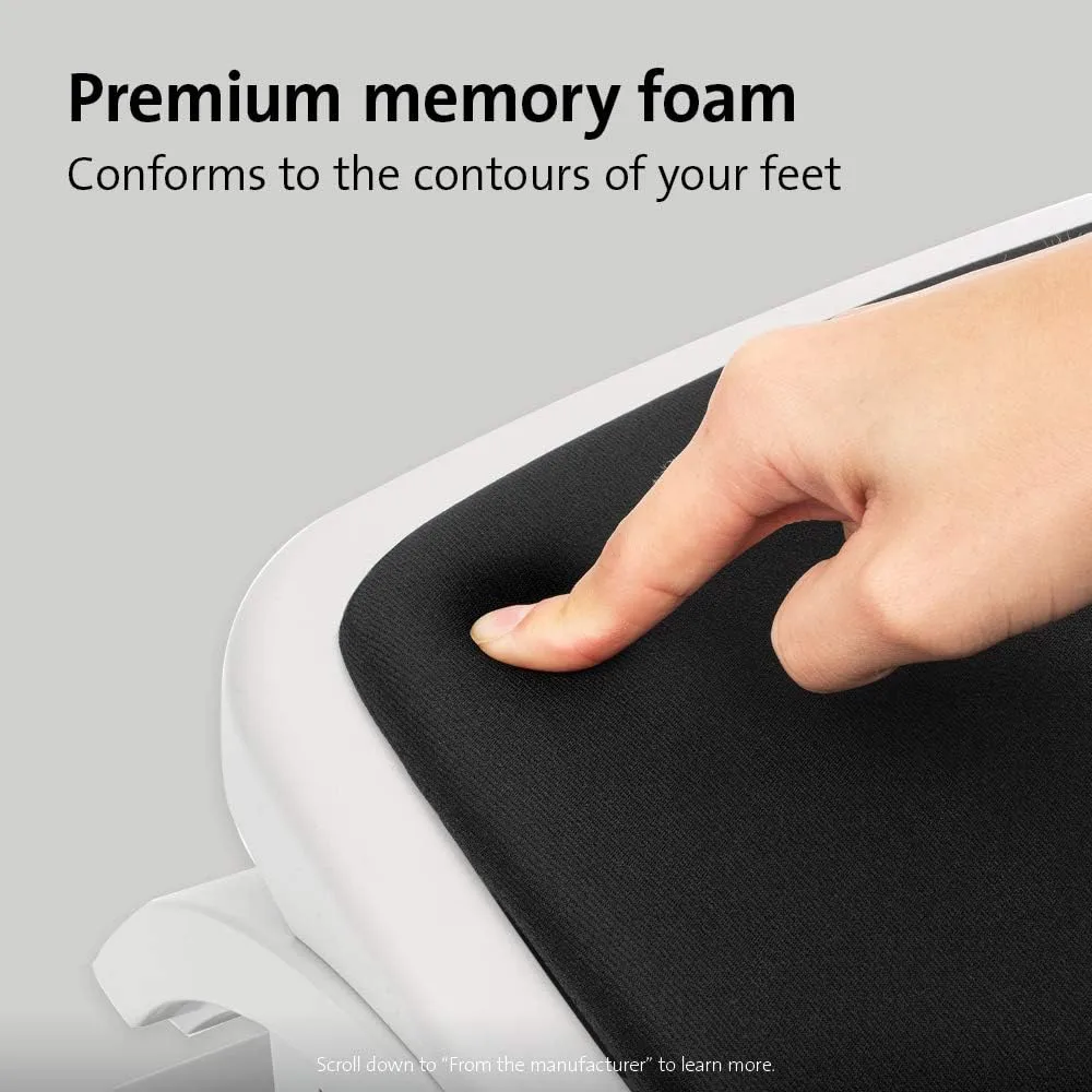 Kensington Foot Rest For Under Desk At Work, Smartfit Comfort Memory Foam Angle and Height Adjustable Footrest