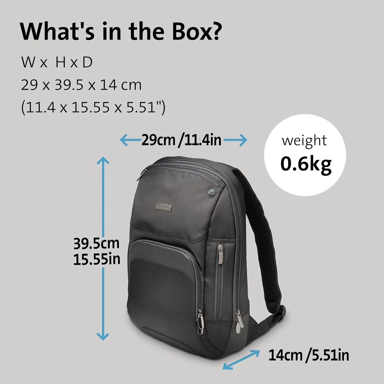 KENSINGTON Laptop Backpack — Padded Shoulder Straps, Side Pocket