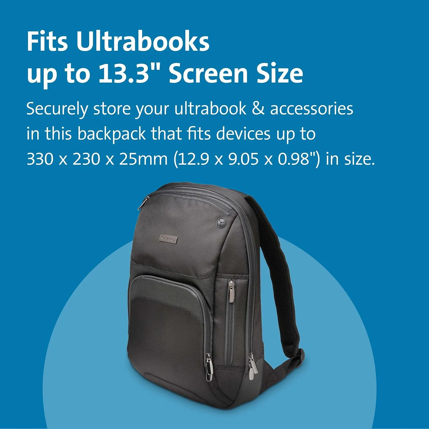 KENSINGTON Laptop Backpack — Padded Shoulder Straps, Side Pocket