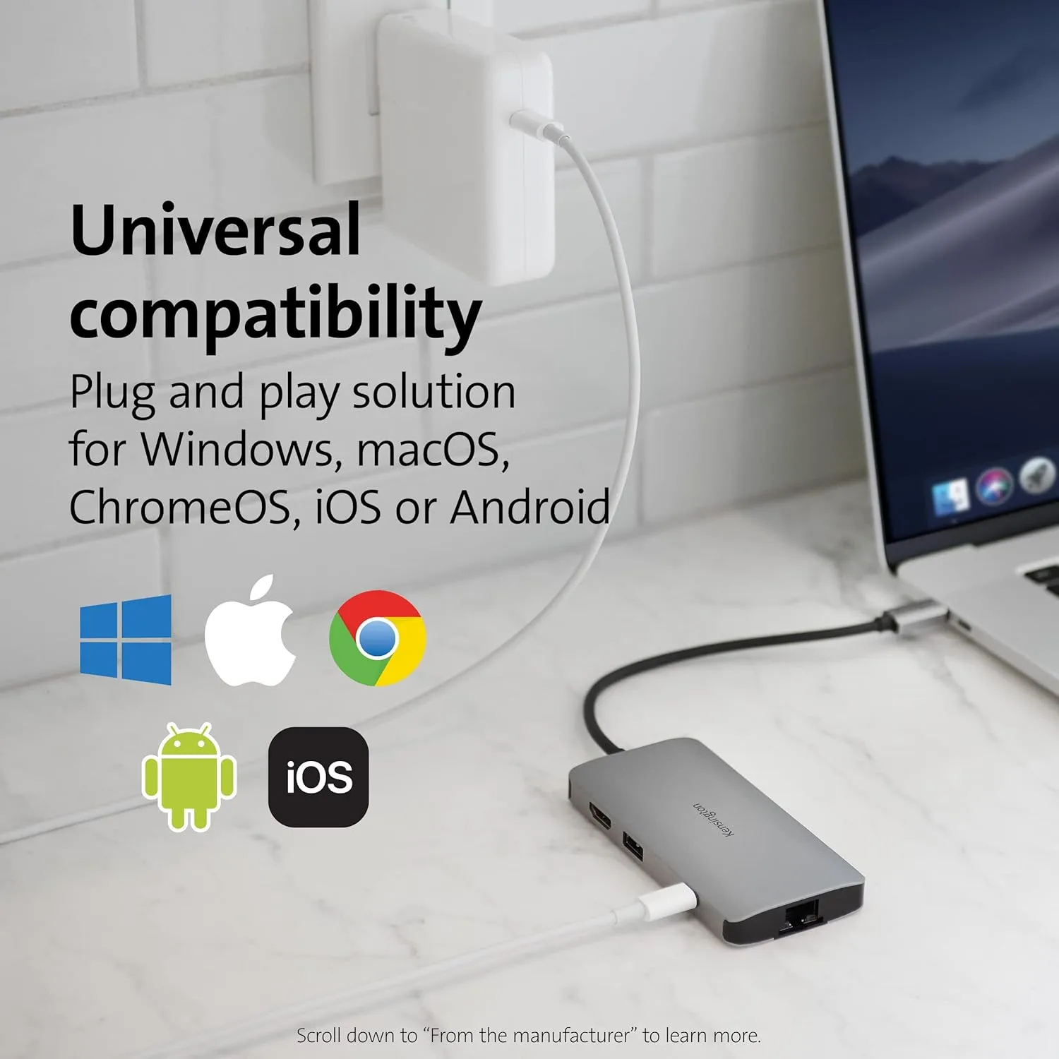 Kensington UH1400P 8-in-1 USB-C Hub with 85W Pass Through Charging Power Delivery, 4K 60Hz HDMI, Ethernet, MicroSD Card