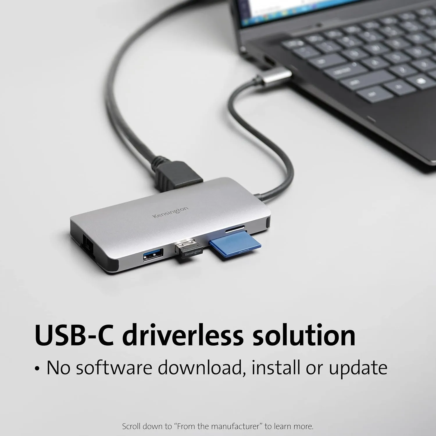 Kensington UH1400P 8-in-1 USB-C Hub with 85W Pass Through Charging Power Delivery, 4K 60Hz HDMI, Ethernet, MicroSD Card