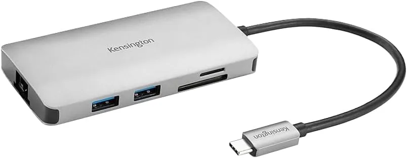 Kensington UH1400P 8-in-1 USB-C Hub with 85W Pass Through Charging Power Delivery, 4K 60Hz HDMI, Ethernet, MicroSD Card