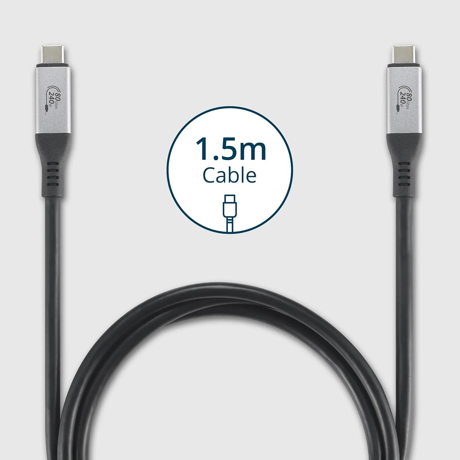Kensington USB4® Cable 1.5m, 80Gbps, Supports up to 8K Video, up to 240W Power Delivery (PD 3.1)