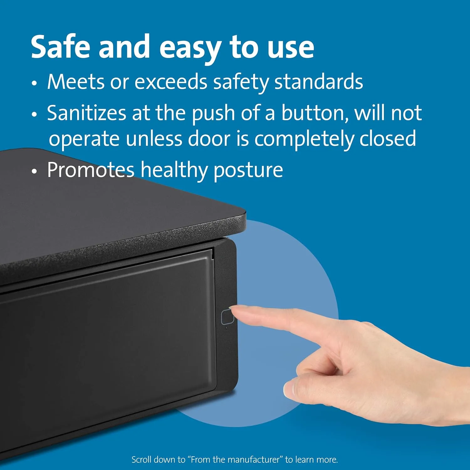 Kensington Monitor Stand Riser UVStand™ with UV Disinfection Compartment, Computer Monitor Stand with Storage Drawer