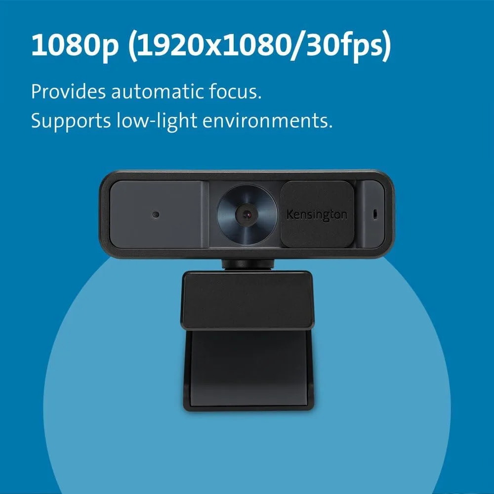Kensington W2000 1080P Auto Focus Webcam, Full HD 1080P/30fps Webcam with Microphone for Video Conferencing
