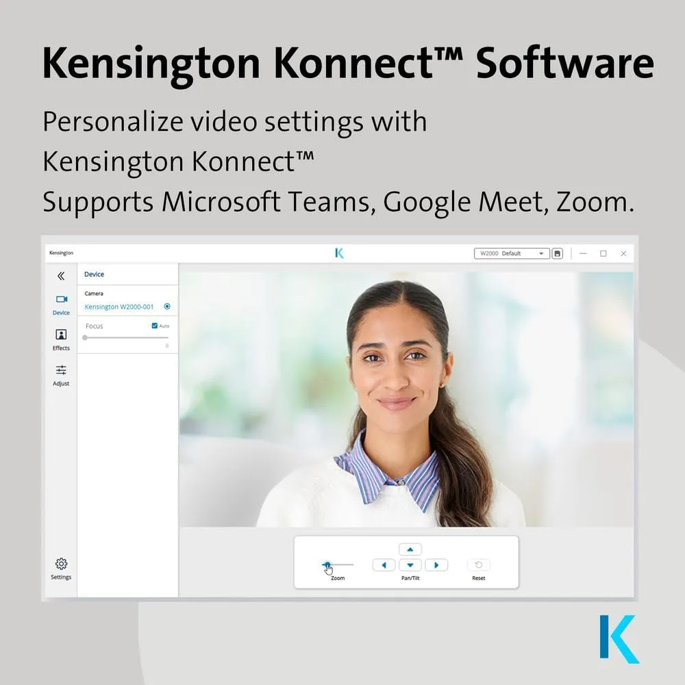 Kensington W2000 1080P Auto Focus Webcam, Full HD 1080P/30fps Webcam with Microphone for Video Conferencing