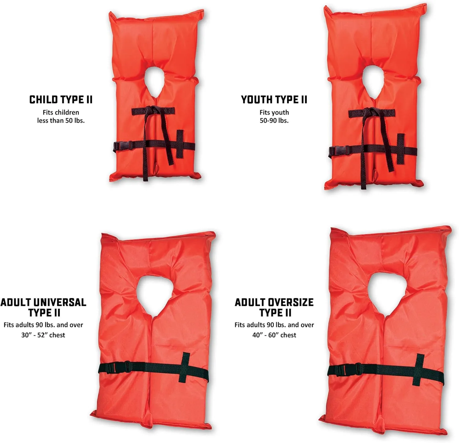 KENT ONYX Adult Oversize Type II USCG Life Jacket - Orange