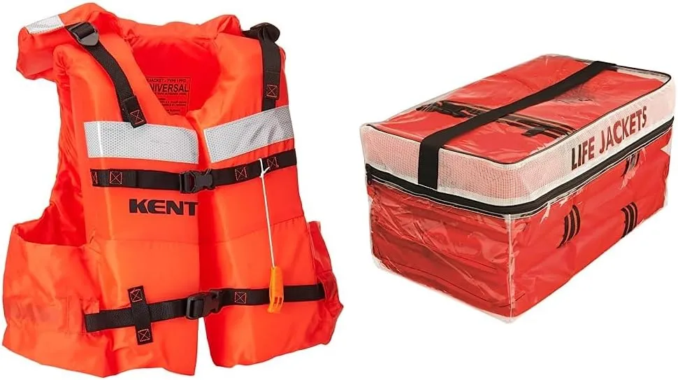 Onyx 100400-200-004-16 Adult Type I Vest Style Life Jacket, Orange Vest,Universal,Jacket+ Storage Bag