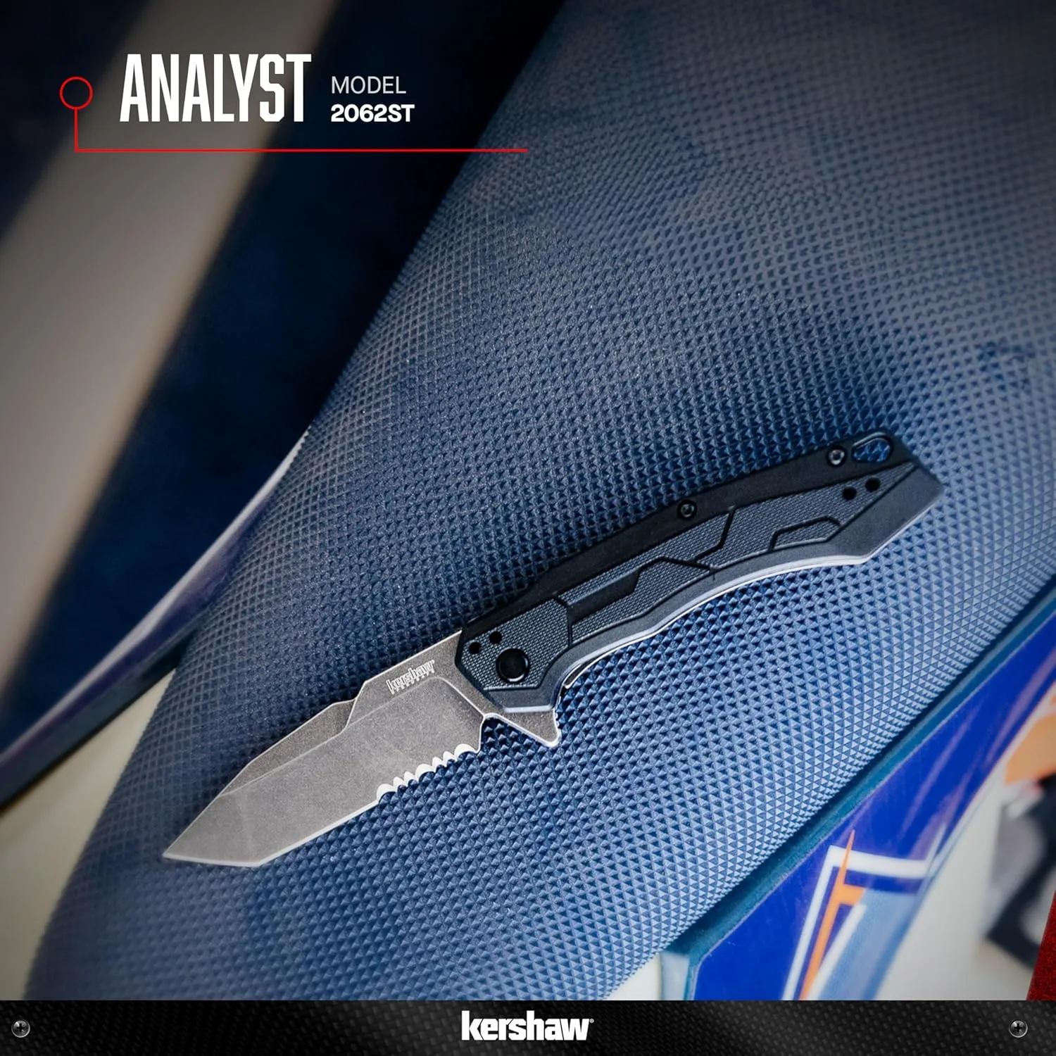 Kershaw Analyst Tanto Pocket Knife, 3.25" 8Cr13MoV Steel Blade, Liner Lock Folder, EDC Black