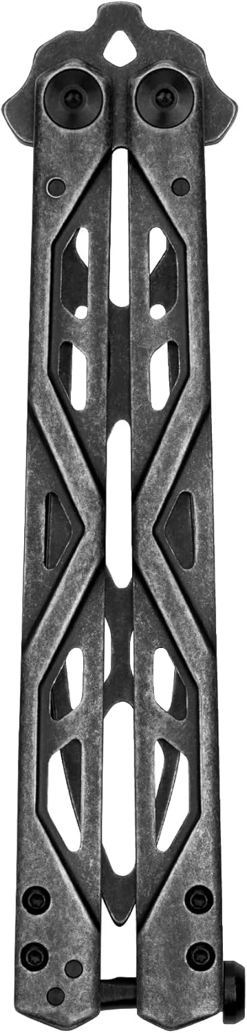 Kershaw Balanza Flipping Butterfly Trainer Knife, BlackWash Design, 4.3 Inch Rounded Stainless Steel Drop Point Blade
