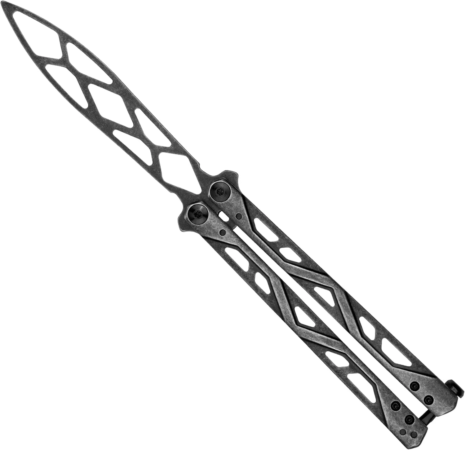 Kershaw Balanza Flipping Butterfly Trainer Knife, BlackWash Design, 4.3 Inch Rounded Stainless Steel Drop Point Blade