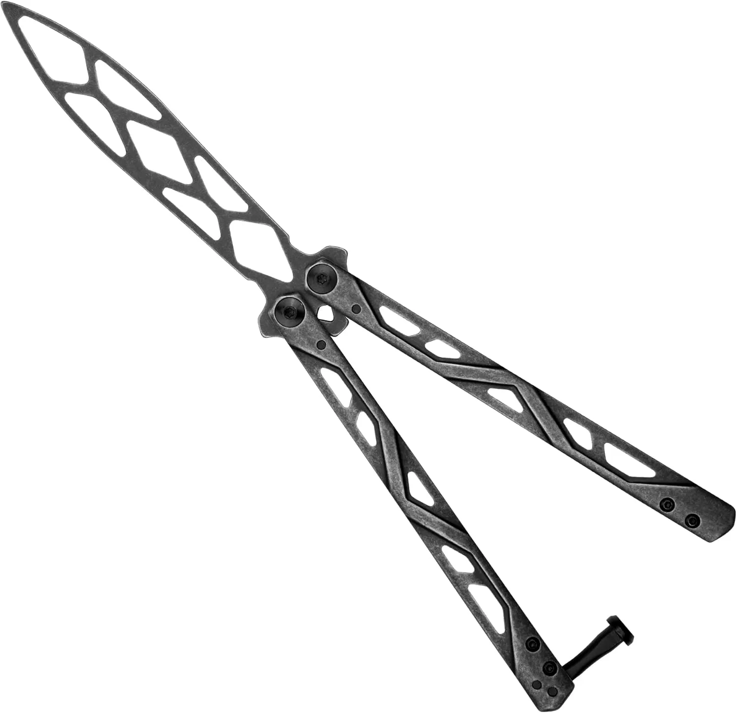 Kershaw Balanza Flipping Butterfly Trainer Knife, BlackWash Design, 4.3 Inch Rounded Stainless Steel Drop Point Blade