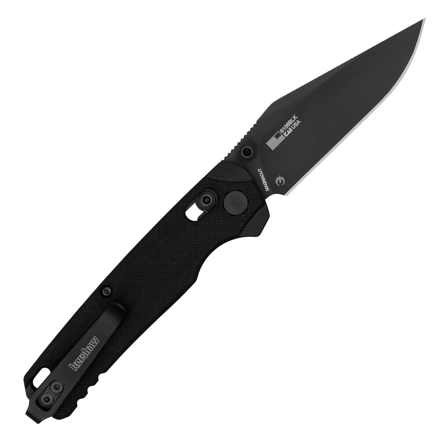 Kershaw Bel Air Clip Point Folding Pocket Knife, Magnacut Blade Steel, Black G10 Handle, Pocketclip, Made in the USA