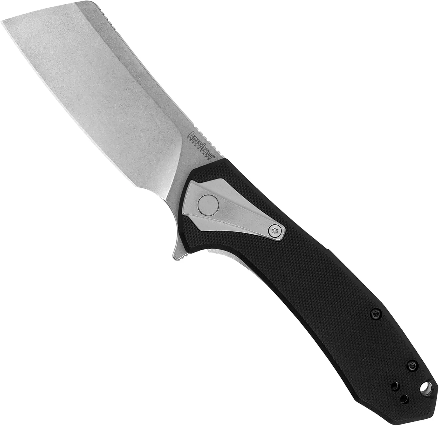 Kershaw Bracket Pocketknife, 3.4" 8Cr13MoV Stainless Steel Cleaver Blade, Assisted One-Handed Flipper Opening, Folding EDC