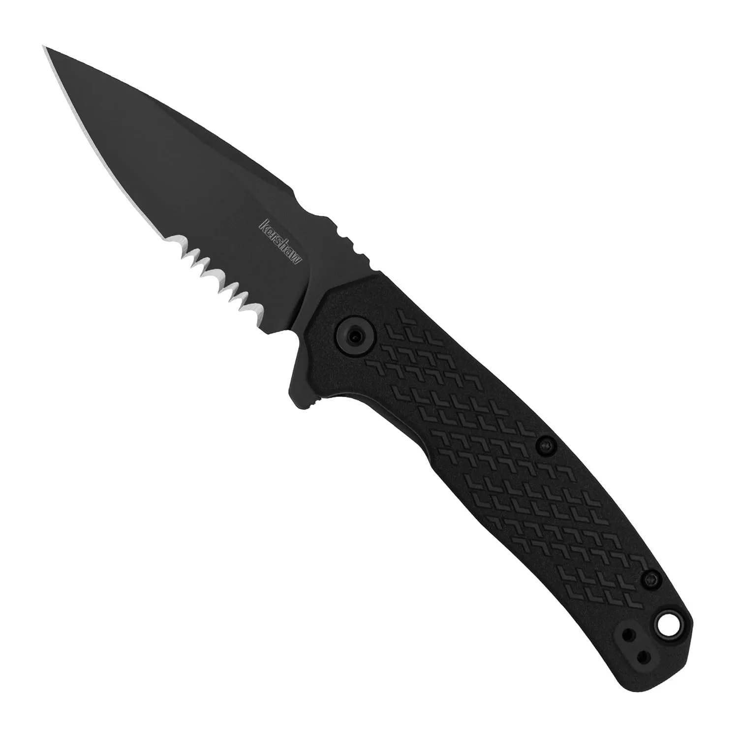 Kershaw Conduit Folding Pocket Knife, 2.9 inch Serrated Blade, Black Spearpoint Blade, Liner Lock, Pocketclip