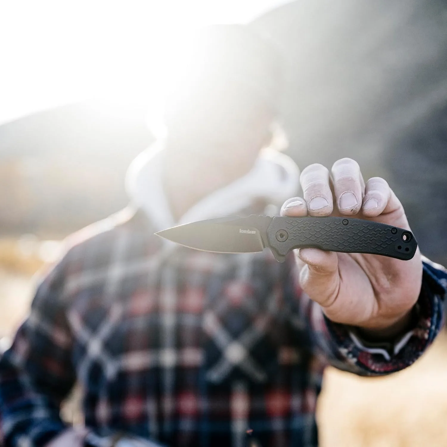 Kershaw Conduit Folding Pocket Knife, 2.9 inch Assisted Opening Blade, Black Spearpoint Blade, Liner Lock, Pocketclip,grey