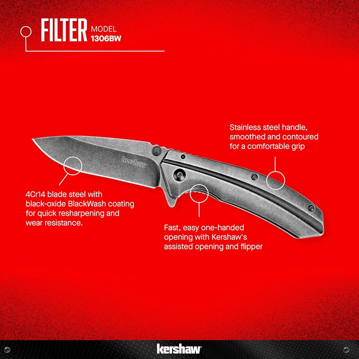 KERSHAW Filter Frame Lock Knife Stainless Steel