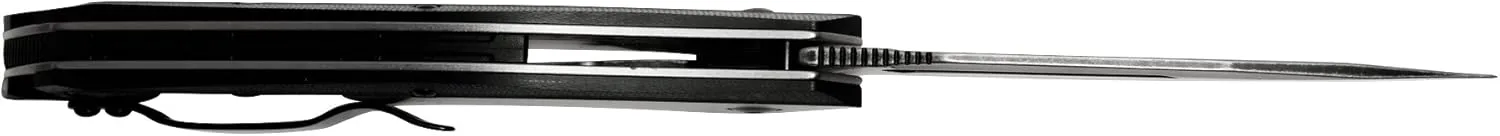 Kershaw Flourish Pocket Knife (3935); 3.5-Inch Blackwash Clip Point Blade with Black Carbon Fiber Handle
